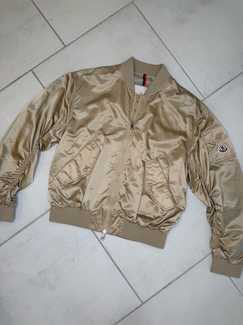 Moncler Ter Satin Bomber- Gold Beige